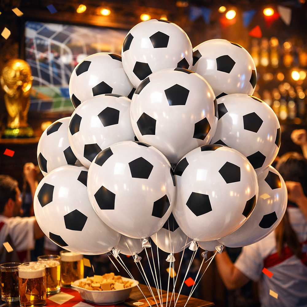 50Pcs 12 Inch Football Balloons Black and White Soccer Latex Balloons World Cup Party Balloon Decorations