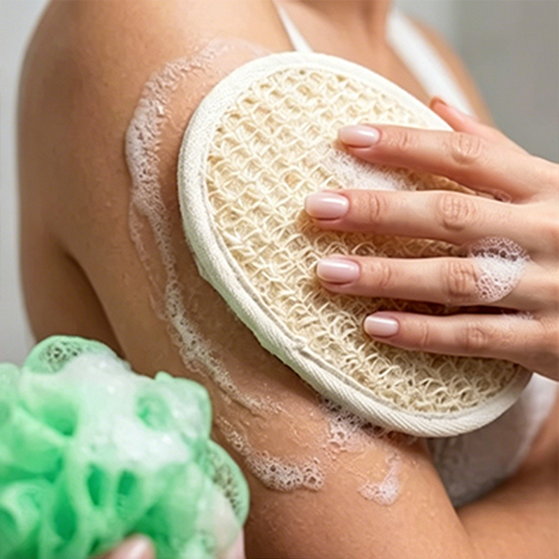 3PCS Bath Set Mesh Pouf Bath Sponge Shower Exfoliator Sponge Back Scrubber Long Loofah