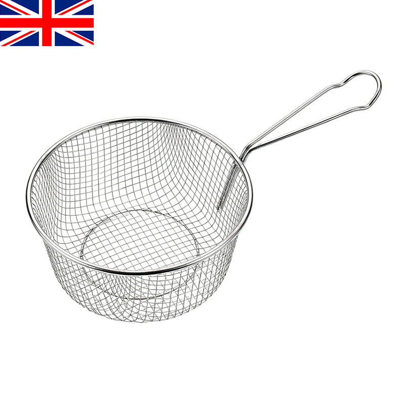 8 Inch Chip Frying Basket with Handle Stainless Steel Frying Pan
