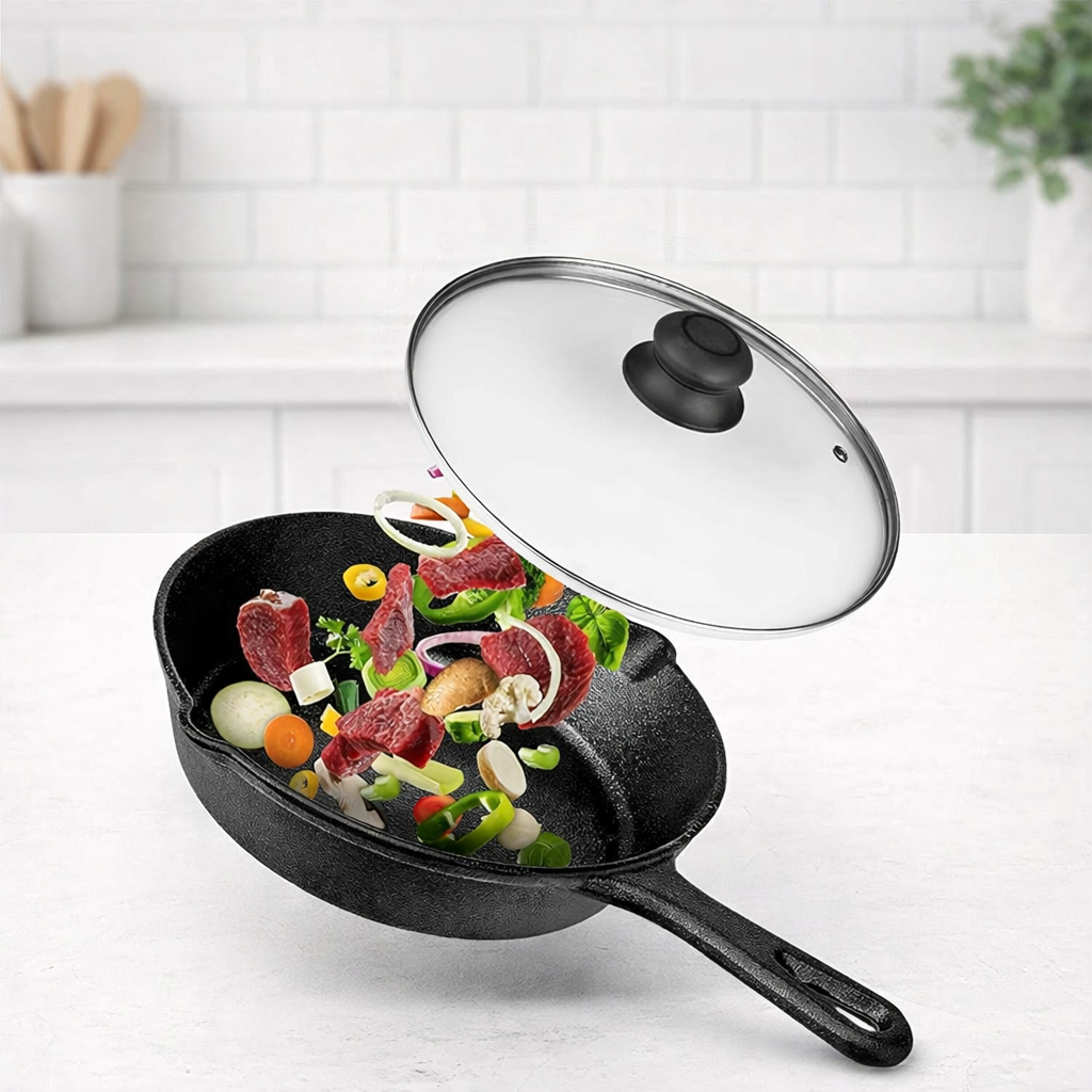 26cm Clear Glass Replacement Pan Lid with Knob Wok Lid Stir Fry Pan Lid Stock Pots Lid Saucepan Lid