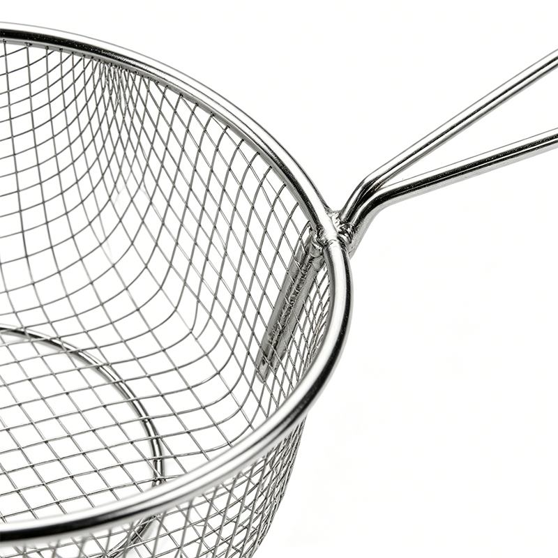 7 Inch Chip Frying Basket with Handle Stainless Steel Frying Pan