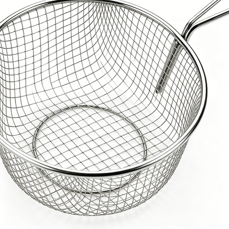 7 Inch Chip Frying Basket with Handle Stainless Steel Frying Pan