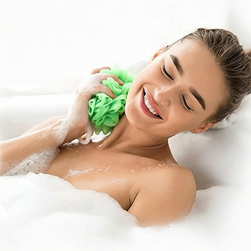 3PCS Bath Set Mesh Pouf Bath Sponge Shower Exfoliator Sponge Back Scrubber Long Loofah