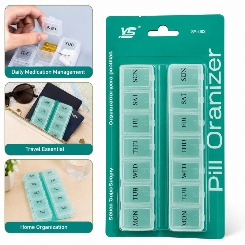 7 Day Weekly Pill Box 14 Compartment Tablet Organizer Medicine Storage Dispenser for Older People