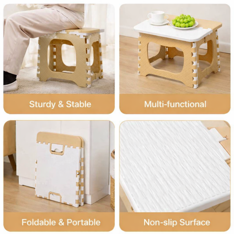 Heavy Duty Folding Step Stool with Carry Handle Yellow Foldable Camping Stool 300lbs Load Capacity