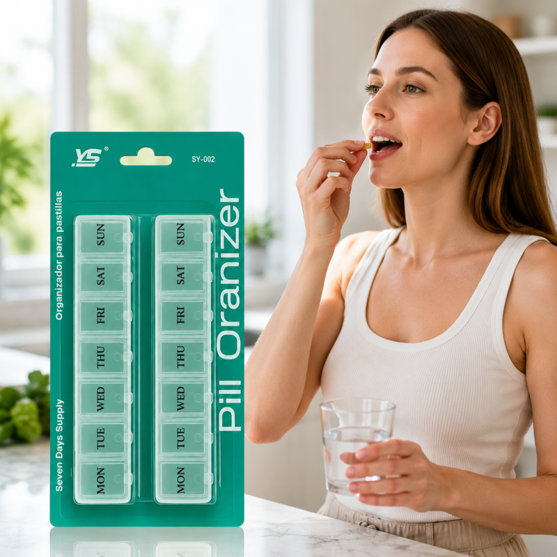 7 Day Weekly Pill Box 14 Compartment Tablet Organizer Medicine Storage Dispenser for Older People