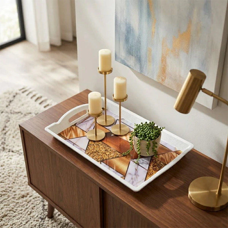 Serving Tray With Grip Handles for Food Prep Tea Breakfast in Bed 41 x 21cm