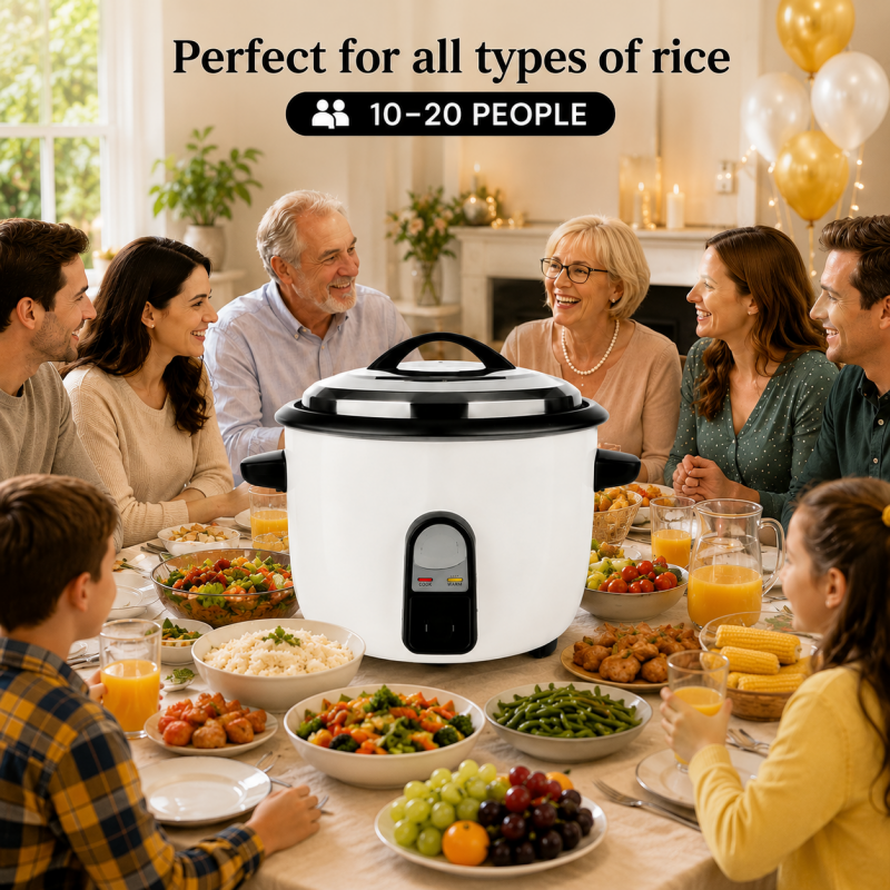 10L Commercial Rice Cooker 3000W Fast Cooking Electric Cooker with Auto Keep Warm Non-stick White