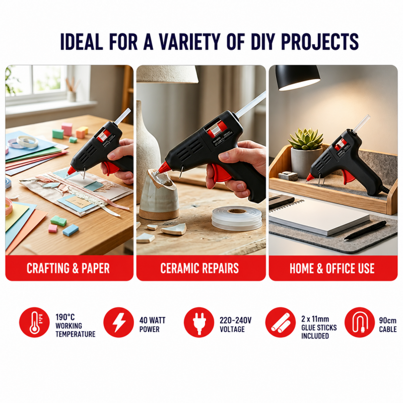 40W Hot Glue Gun with 11mm Melt Glue Sticks for DIY, Arts, Crafts and Repair