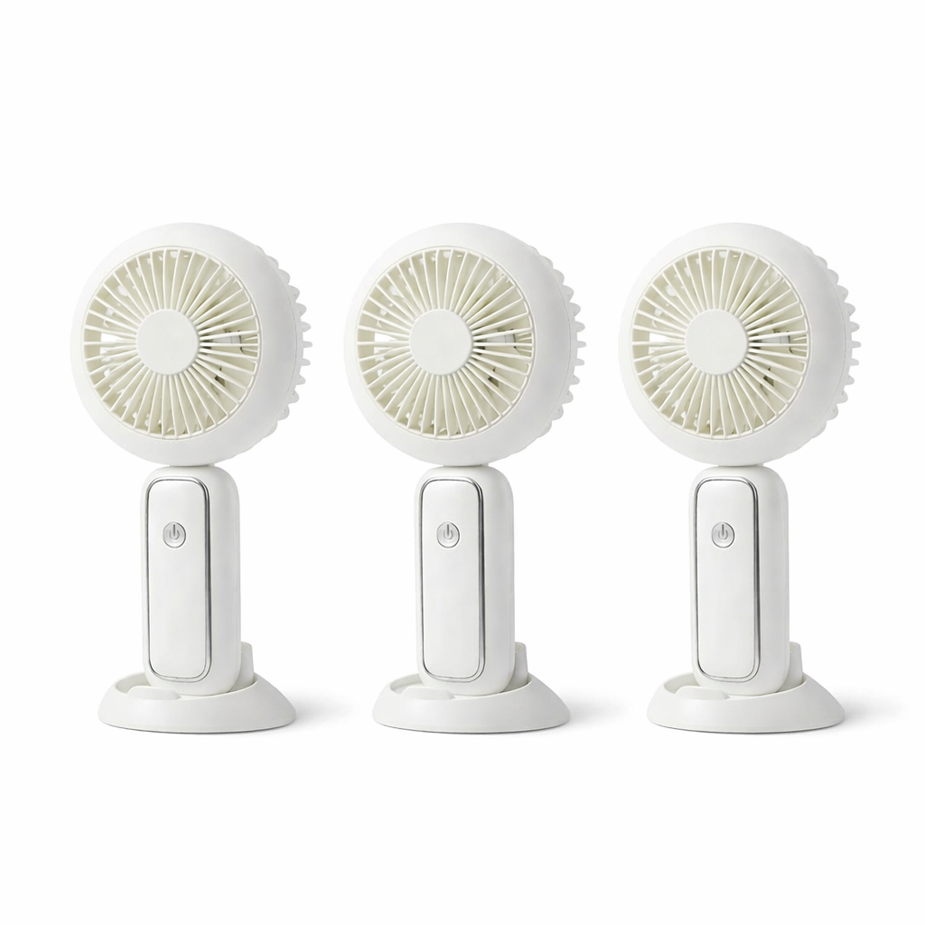 3Pack LED Portable Fan Rechargeable Handheld Fan Folding Desk Fan with Base Cooler Summer Gift