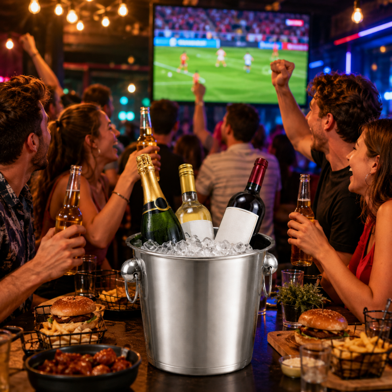 2Pack 5L Ice Buckets with Handles Stainless Steel Beverage Tubs for Champagne Beer Cocktails Ice Bucket BBQ Bar