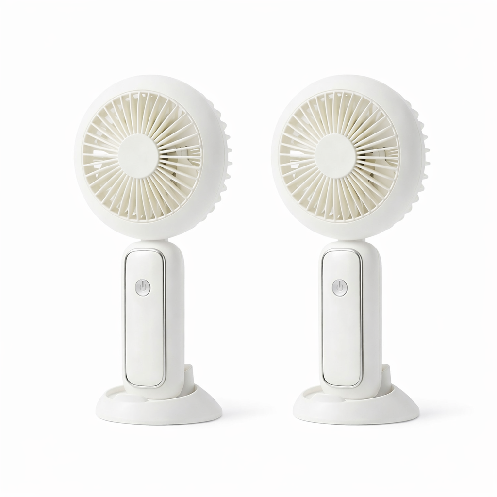 2Pack LED Portable Fan Rechargeable Handheld Fan Folding Desk Fan with Base Cooler Summer Gift