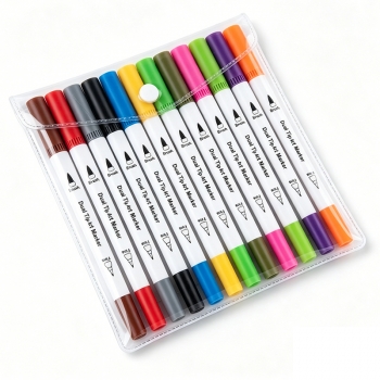12 Colours Dual Tip Pens Art Markers for Adults and Kids Colouring Pens