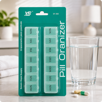 7 Day Weekly Pill Box 14 Compartment Tablet Organizer Medicine Storage Dispenser for Older People
