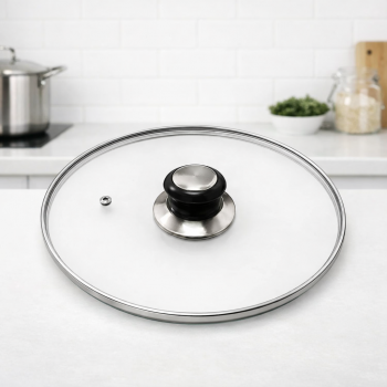 30cm Clear Glass Pan Lid with Knob - Durable Replacement Lid for Cookware - Universal Fit