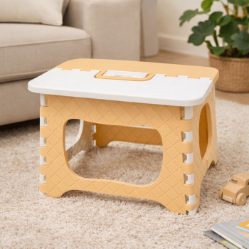 Heavy Duty Folding Step Stool with Carry Handle Yellow Foldable Camping Stool 300lbs Load Capacity