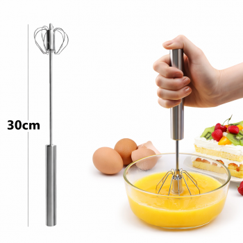 3PCS Egg Beater Semi Automatic Egg Whisk Hand Push Egg Beater Stainless Steel
