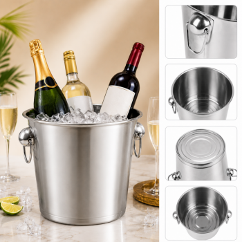 2Pack 5L Ice Buckets with Handles Stainless Steel Beverage Tubs for Champagne Beer Cocktails Ice Bucket BBQ Bar