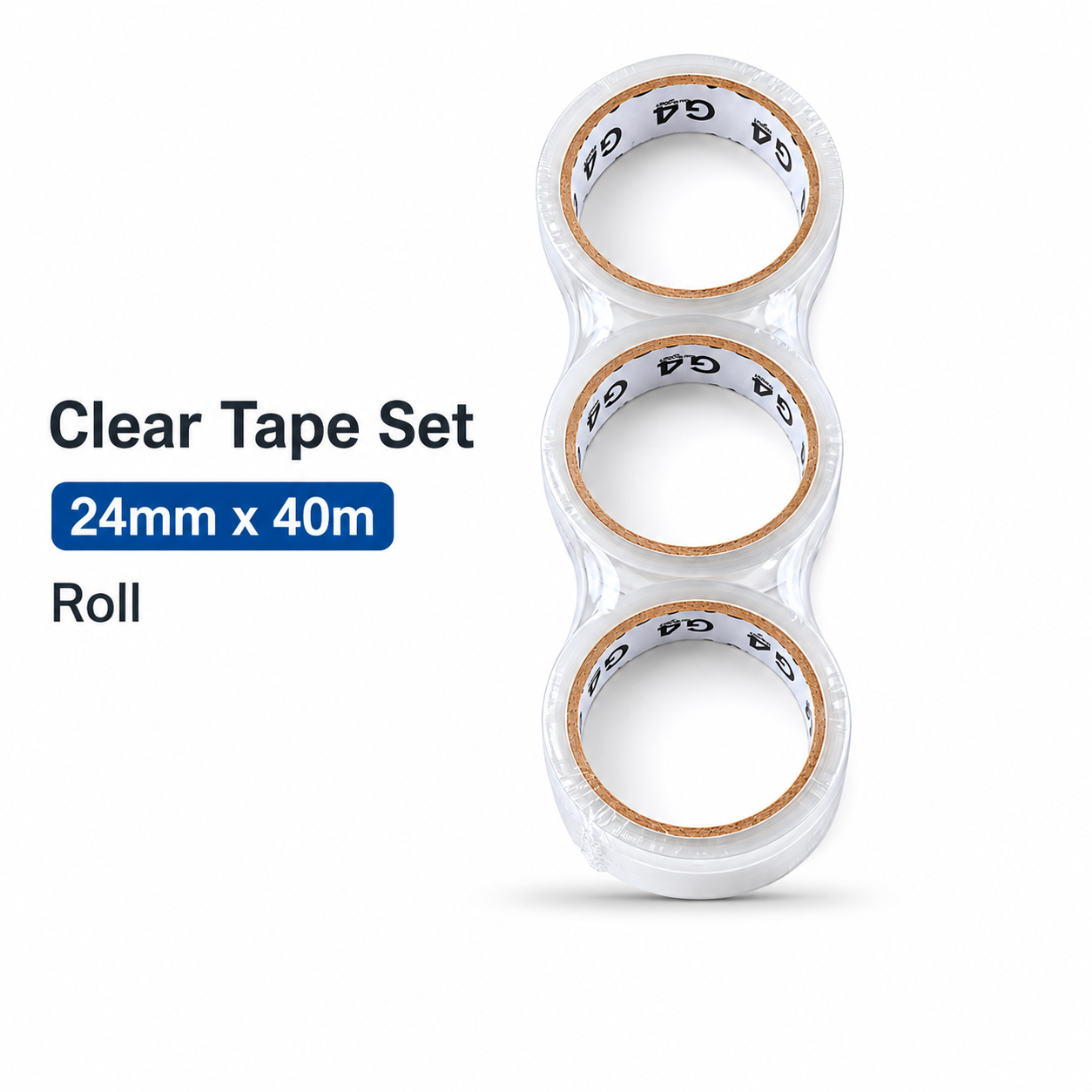 3 Rolls Clear Tape Set 24mm x 40m General Purpose Packing Tape Strong for Parcel Packing