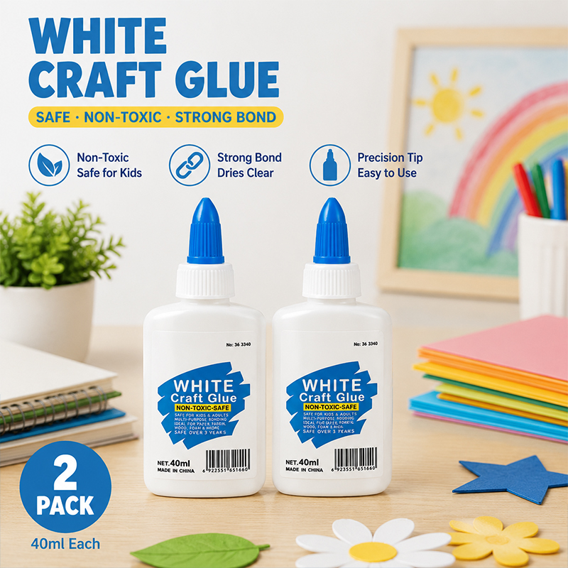 2Pack Liquid White Glue White Craft Glue 40ml Bottles Fast-Drying Safe and Non Toxic