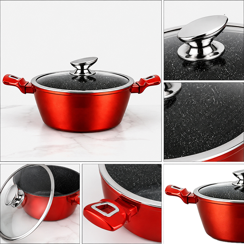 4PCS Casserole Set with Lids Handles 18 20 24 28cm Cookware Set