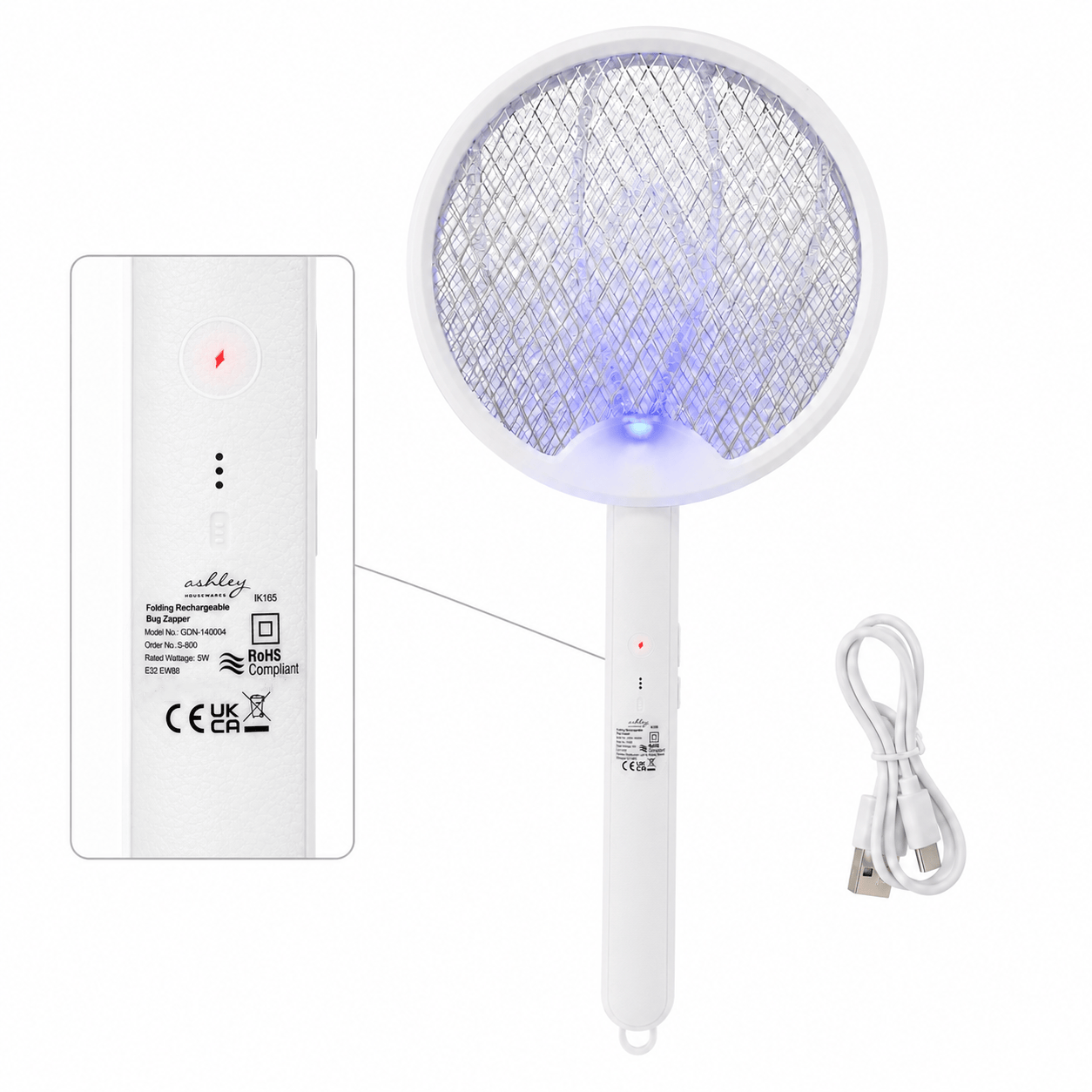 Electric Fly Swatter, 3500V Foldable Fly Zapper Killer with Rechargeable Battery, 3 Layers Mesh with USB-C, Mosquito Killer Flying Insects Control