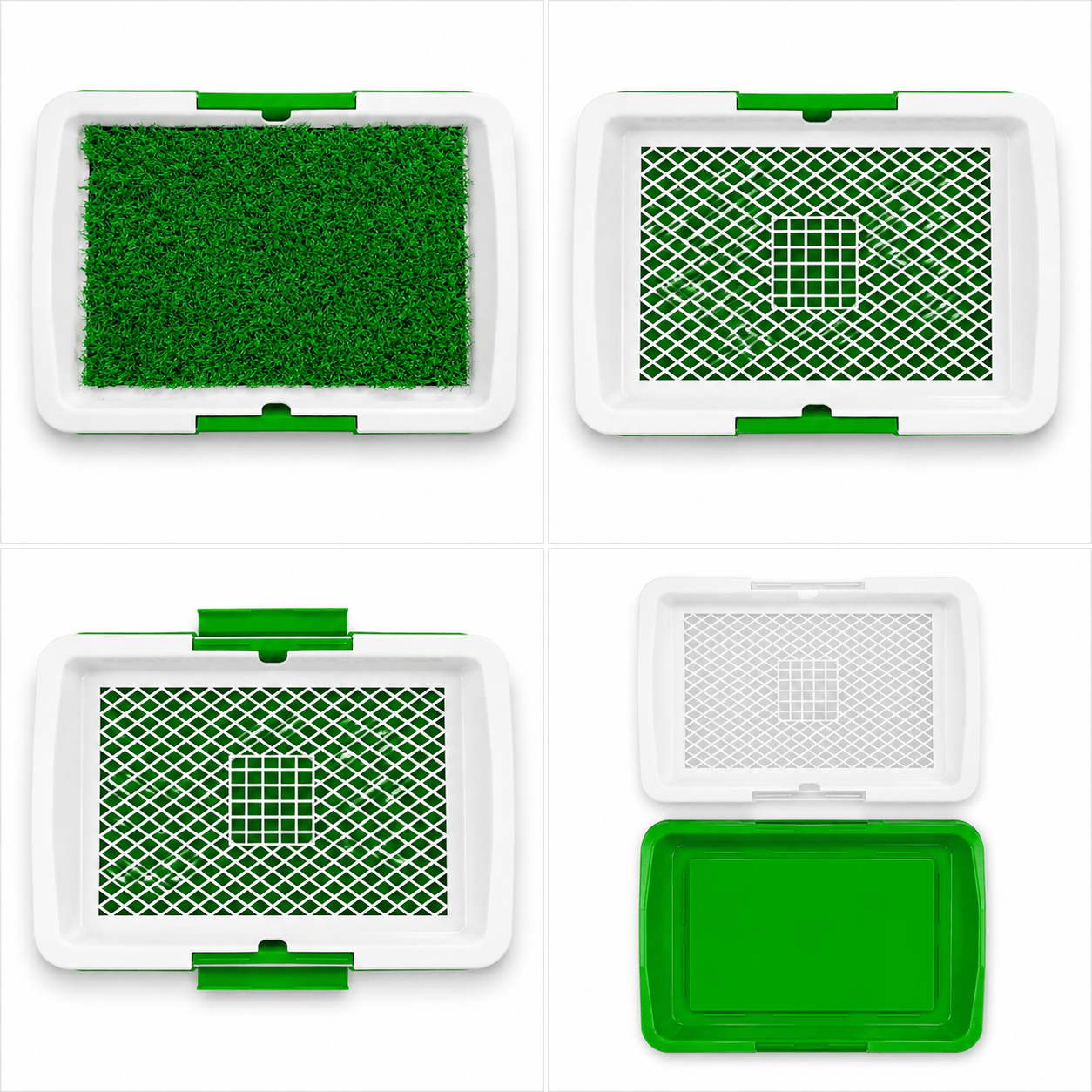 Dog Grass Pad with Tray, Dogs Toilet Tray with Artificial Grass Grid Panel Puppy Toilet Training Mat 34 x 45.5cm