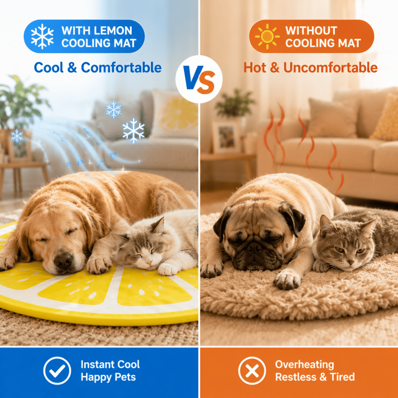 Dog Cooling Mat, Dog Cat Pet Self Cooling Gel Mat Large Dogs Cooling Pads Mats 60CM Yellow
