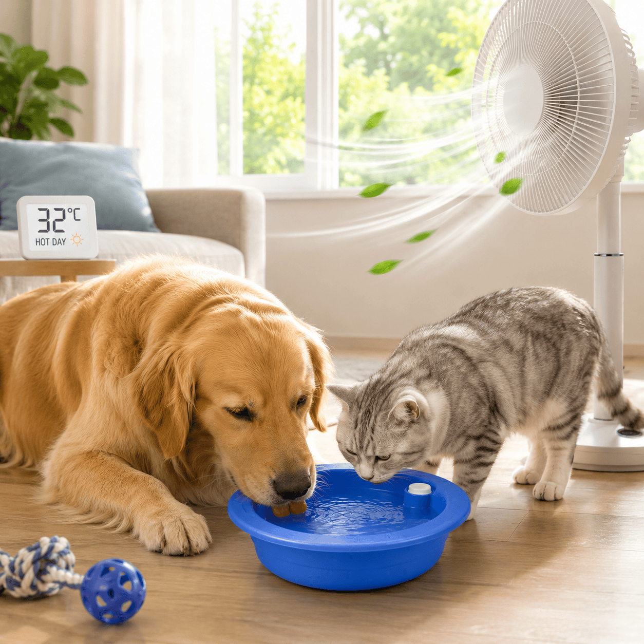 Dog Cat Cooling Bowl Water Feeding Bowl Cooling Drinker Station, Freeze Activated Hydration Dish