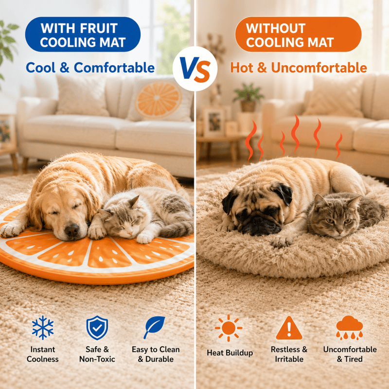 Dog Cooling Mat, Dog Cat Pet Self Cooling Gel Mat Large Dogs Cooling Pads Mats 60CM Orange