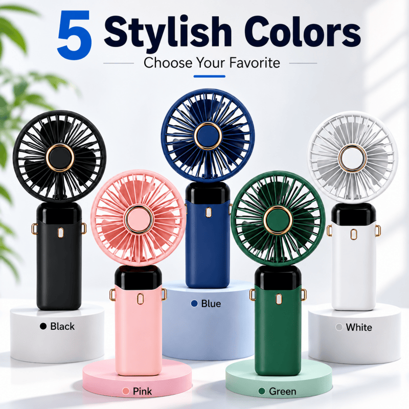 Pink Mini Handheld Fan Portable Fold Desk Cooler Cooling USB Rechargeable