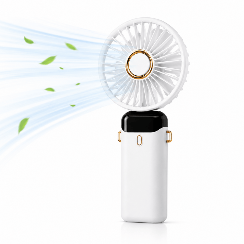 White Mini Handheld Fan Portable Fold Desk Cooler Cooling USB Rechargeable