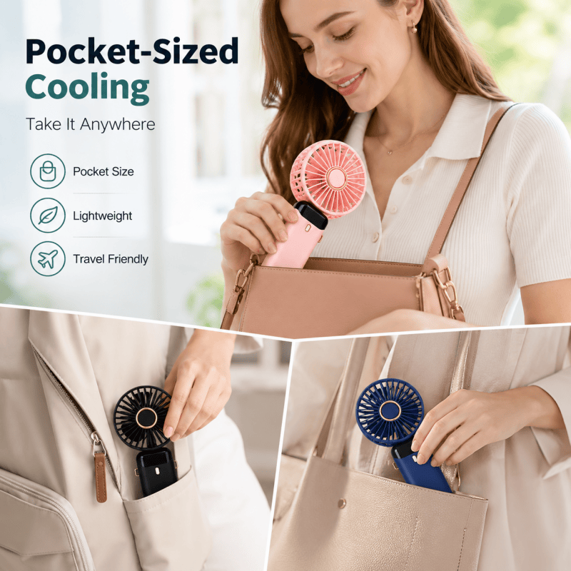 Green Mini Handheld Fan Portable Fold Desk Cooler Cooling USB Rechargeable