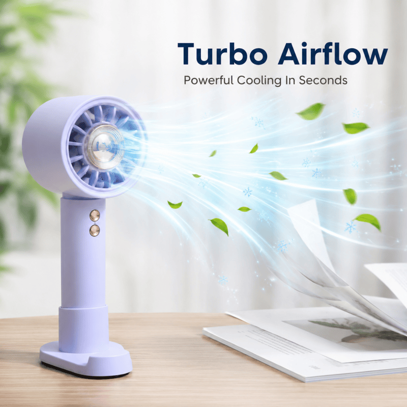 Green 1200mAh Turbo Fan with Phone Holder Base Rechargeable Personal Fan