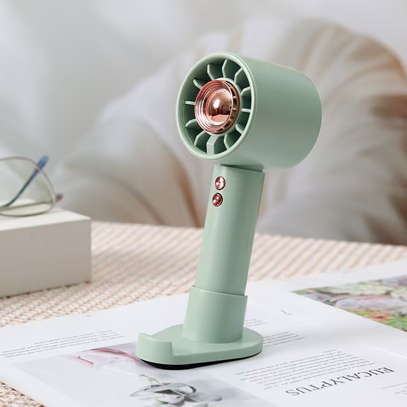 Green 1200mAh Turbo Fan with Phone Holder Base Rechargeable Personal Fan