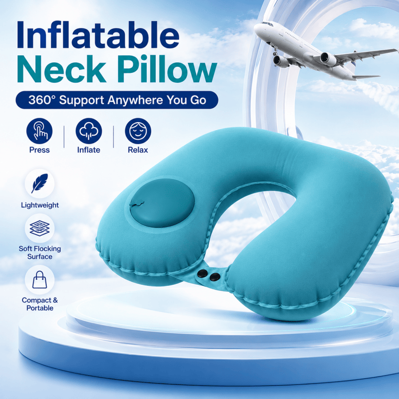 Inflatable Neck Pillow Flocking U Shaped Neck Pillow for Comfortable Driving