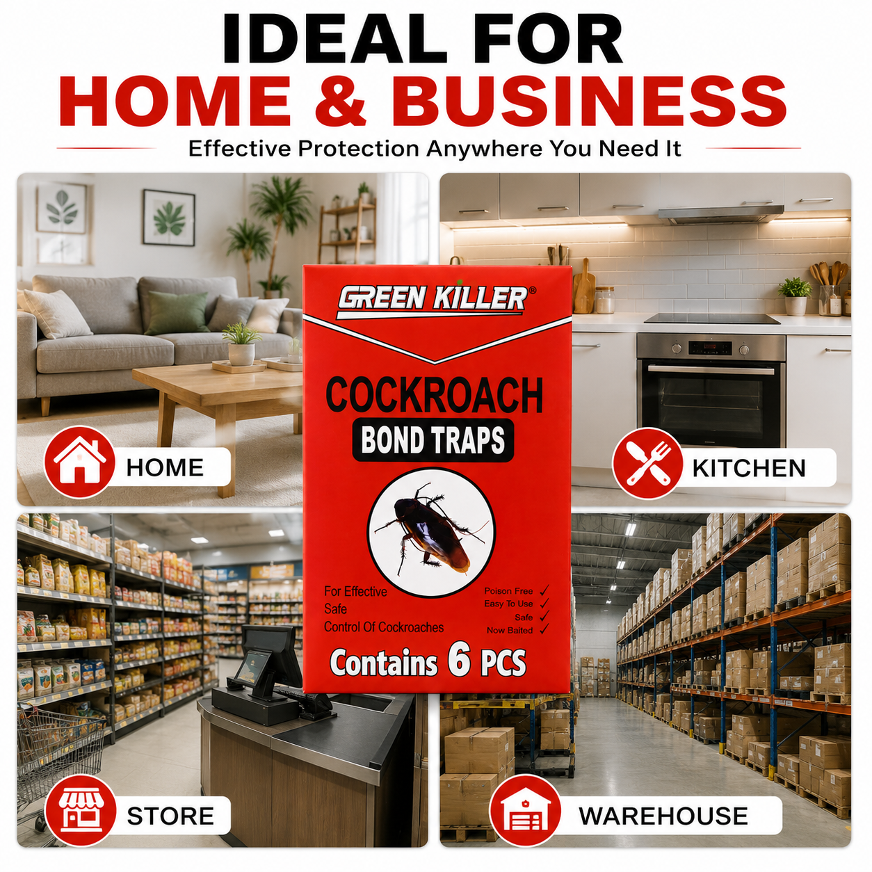 5Pack Cockroach Traps Including 6PCS and Other Crawling Insect Trap Chemical Free Odorless Ready to Use