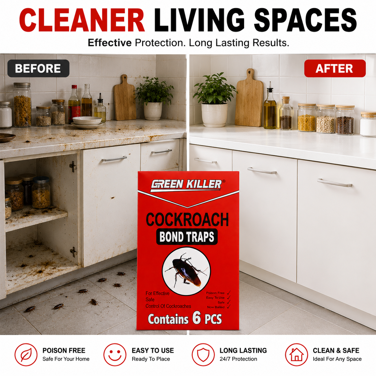 5Pack Cockroach Traps Including 6PCS and Other Crawling Insect Trap Chemical Free Odorless Ready to Use