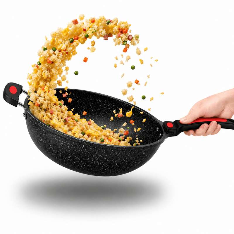 30cm Nonstick Wok Stir Fry Deep Fry Chinese Wok for Induction Gas All Hobs