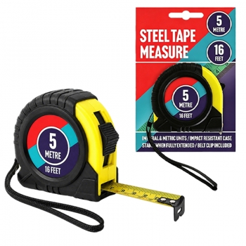 Steel Tape Measure 5m 16.5ft Heavy Duty Measuring Tape Rubber Grip