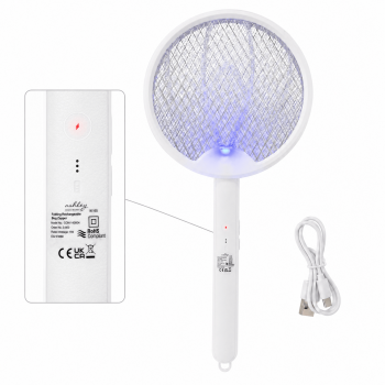 Electric Fly Swatter, 3500V Foldable Fly Zapper Killer with Rechargeable Battery, 3 Layers Mesh with USB-C, Mosquito Killer Flying Insects Control
