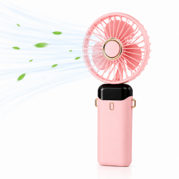 Pink Mini Handheld Fan Portable Fold Desk Cooler Cooling USB Rechargeable