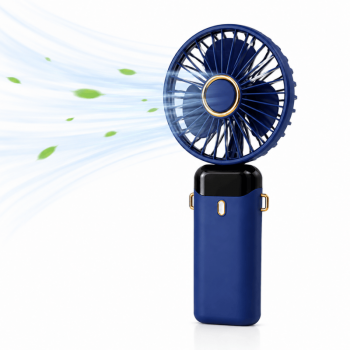 Blue Mini Handheld Fan Portable Fold Desk Cooler Cooling USB Rechargeable