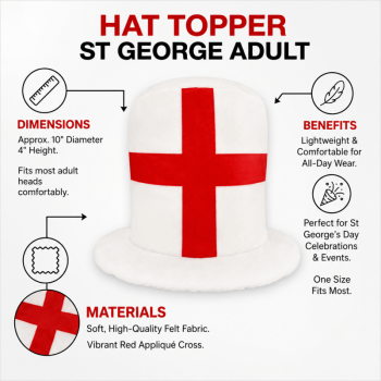 England Flag Top Hat, St George England Cross Top Hat FIFA World Cup Decor