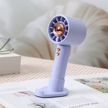 Purple 1200mAh Turbo Fan with Phone Holder Base Rechargeable Personal Fan