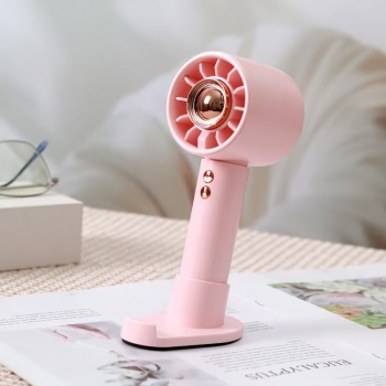 Pink 1200mAh Turbo Fan with Phone Holder Base Rechargeable Personal Fan