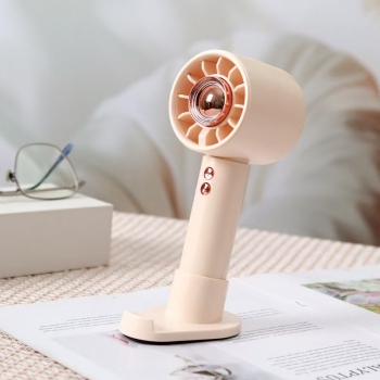 Beige 1200mAh Turbo Fan with Phone Holder Base Rechargeable Personal Fan