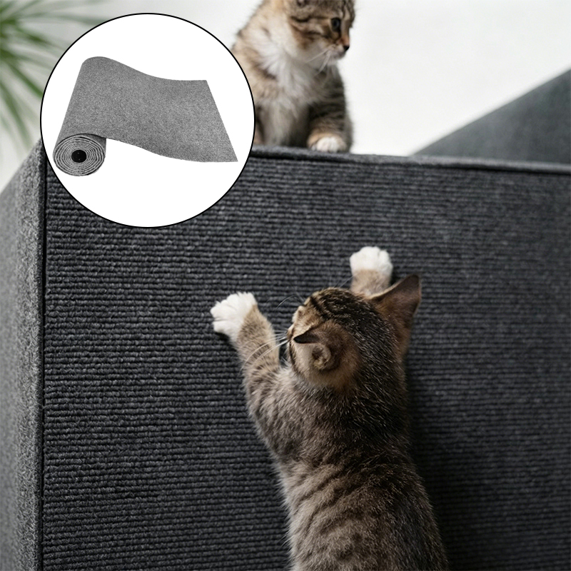 Cat Scratch Mat 30x100cm Self Adhesive Cut to Size Furniture Scratching Mat Gray