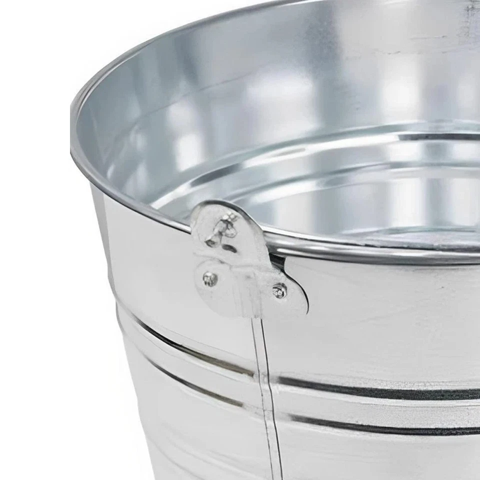 15L Galvanised Steel Bucket Metal Garden Water Utility Bucket Large Capacity