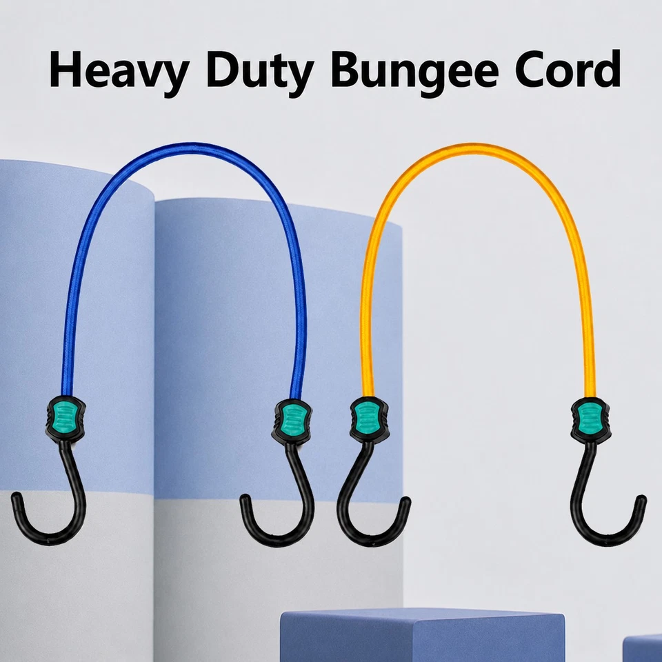 2PCS Bungee Cords 90cm x 8mm Elastic Tie Down Rope Hooks